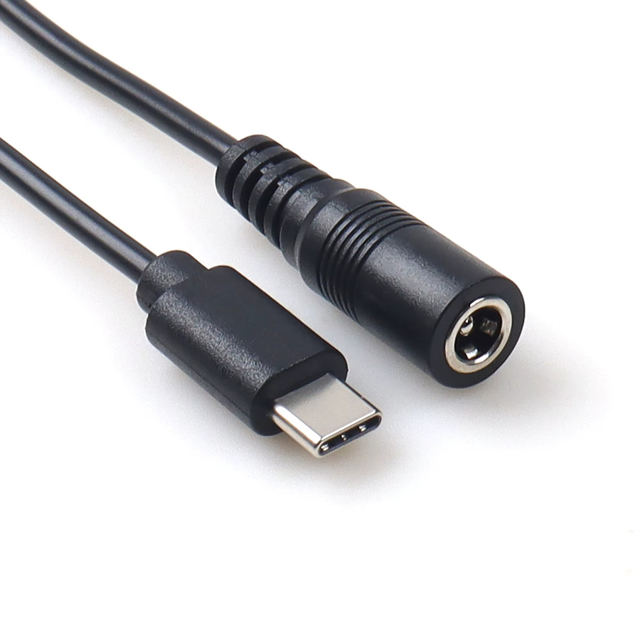 LANO DC-Stromanschluss 5,5 x 2,1 Buchse auf Typ-C-Stecker Stromladekabel Verlängerungskabel in Schwarz - Bild 2