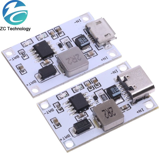 Lithium-Batterie Ladegerät Modul für 2S 7,4 V bis 8,4 V mit USB-C Anschluss für Li-Po und Li-Ion 18650 Akkus mit integriertem Schutz - Bild 1