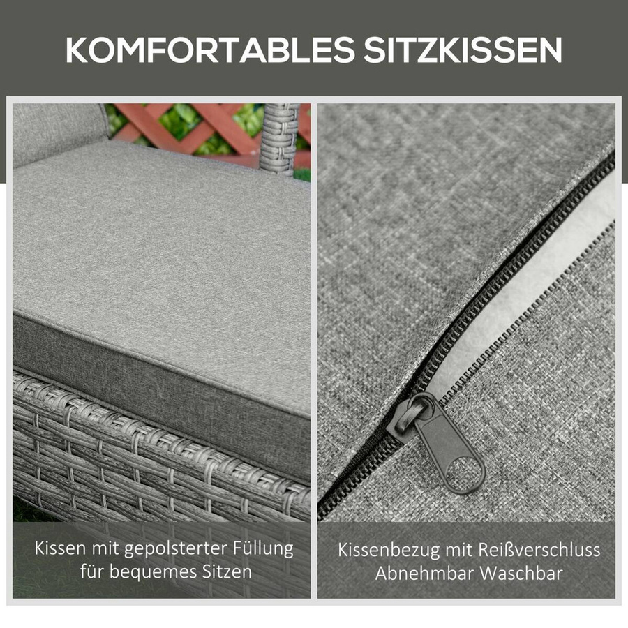 Outsunny Gartenliege grau mit verstellbarer Kopfstütze und Armlehnen, B/H/L: 62,5 x 192 x 52,5 cm - Bild 3