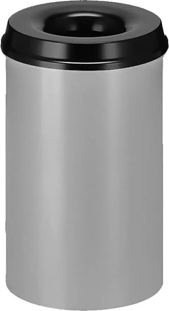 PROREGAL Selbstlöschender Papierkorb und Abfallsammler aus Metall in Grau und Schwarz, H: 42,6 cm, Ø: 26 cm - Bild 1