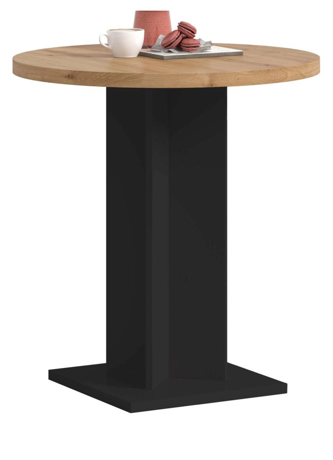 Runder Esstisch Anton von Inn.Furn in Eiche und Schwarz, Durchmesser: 70 cm, Höhe: 76 cm - Bild 3