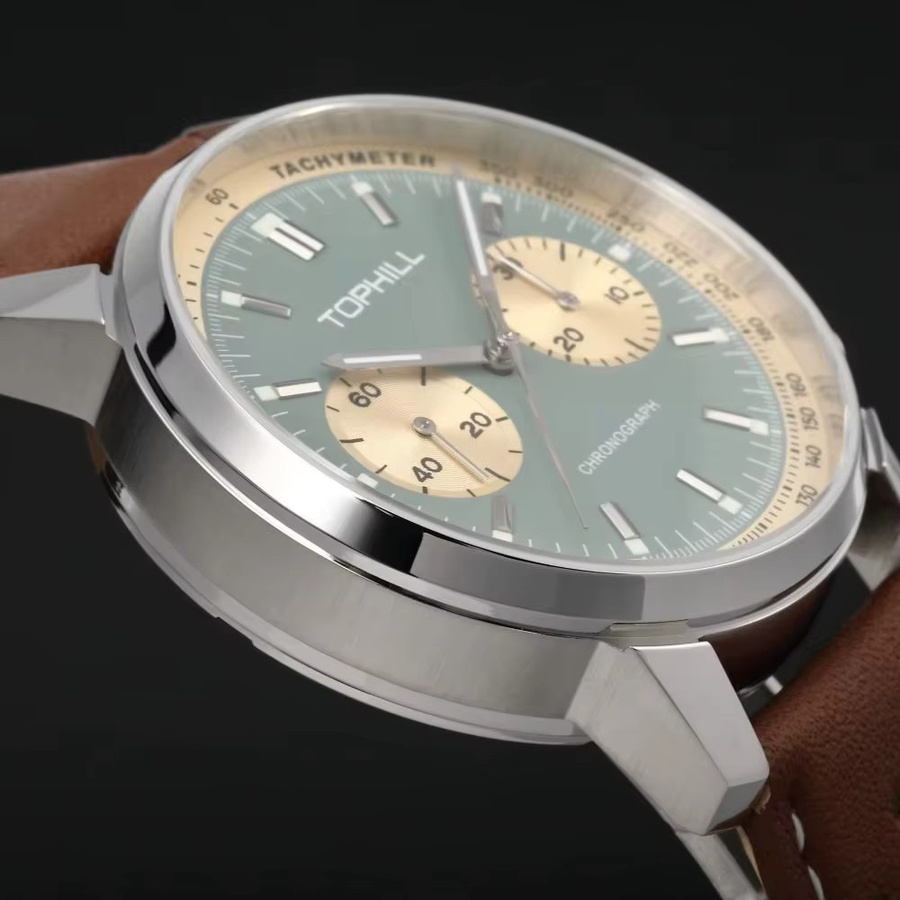 TOPHILL Chronograph, Automatik, Edelstahl, Leder, Saphirglas, Herren - Bild 2