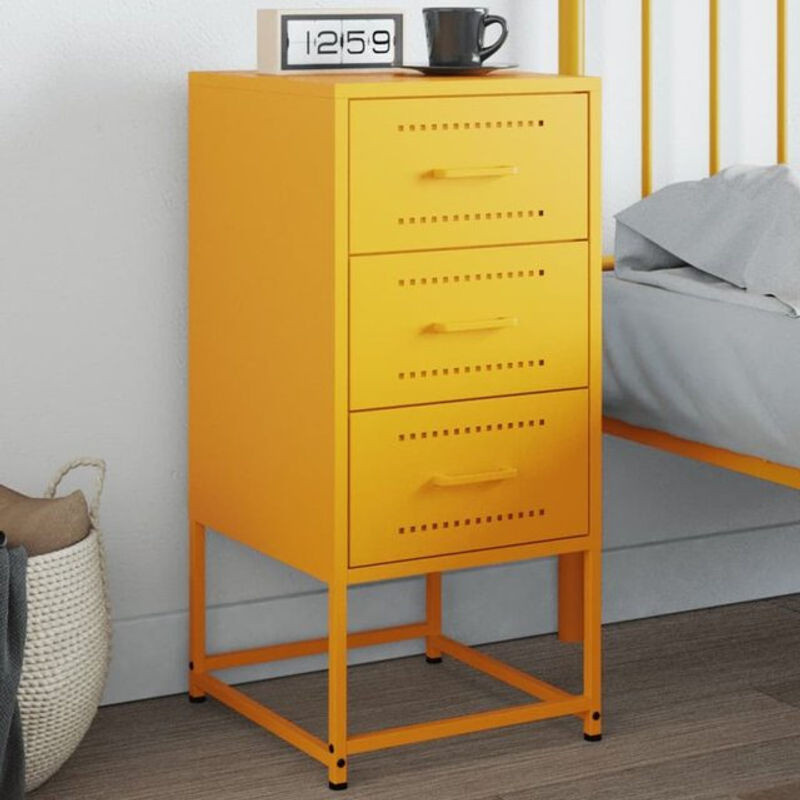 Nachttisch aus Stahl im Industrial Design von vidaxl in Gelb, B/T/H: 36 x 39 x 78 cm - Bild 1