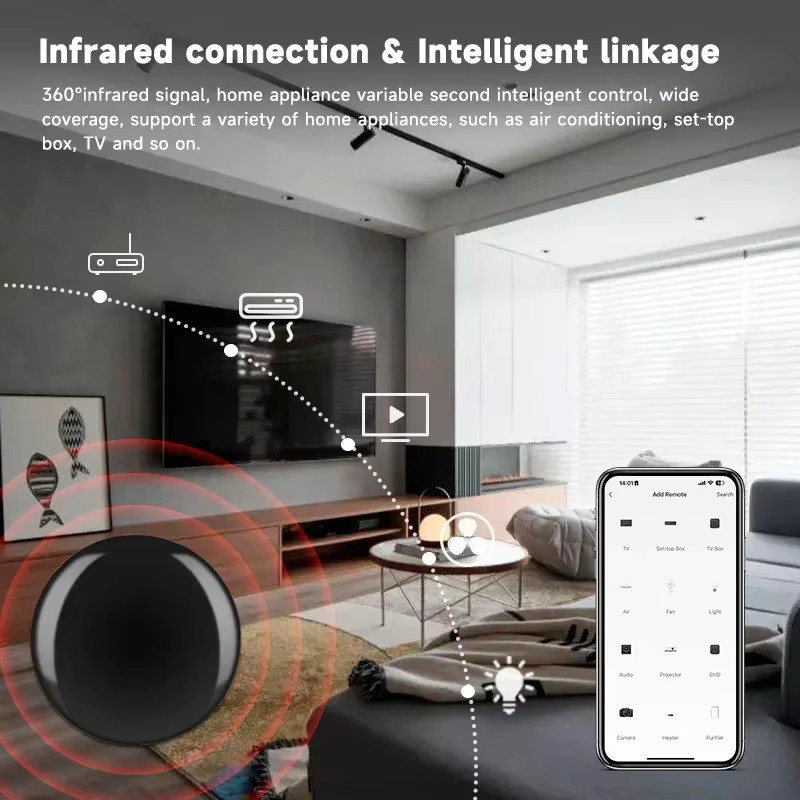 Tuya ZigBee Universelle IR-Fernbedienung Intelligenter IR-Blaster in Schwarz für TV, Klimaanlage und DVD mit Sprachsteuerung und DIY-Lernfunktion - Bild 2