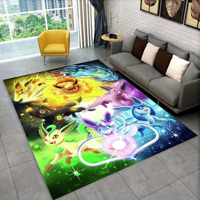 Pikachu Pokemon Cartoon Teppich Rutschfeste Fußmatte für Wohnzimmer und Schlafzimmer, B/T: 60 x 40 cm, Mehrfarbig - Bild 1