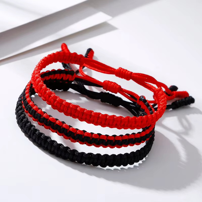 Rinhoo Armband, Seil-Knoten, schwarz, rot, Unisex - Bild 3