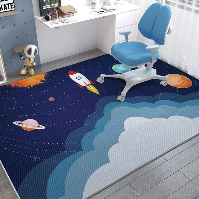 VIKAMA Flanell Teppich mit Astronauten-Motiv für Kinderzimmer und Wohnzimmer, Mehrfarbig, B/T: 160 x 120 cm - Bild 1