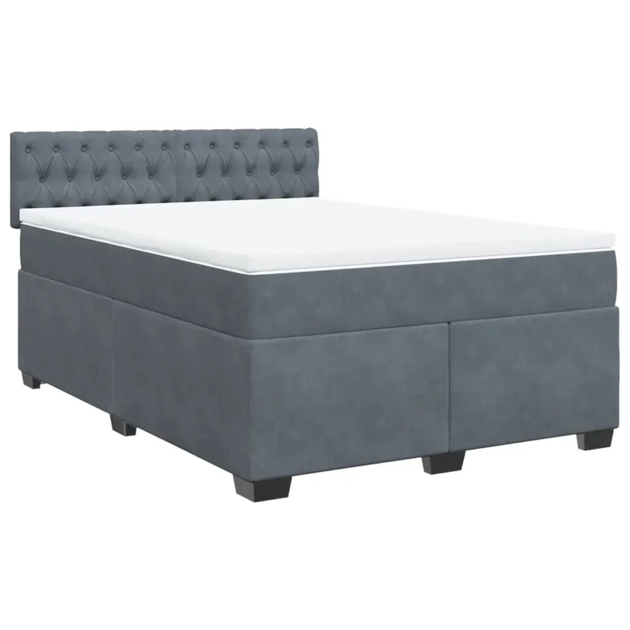 vidaXL Boxspringbett mit Matratze aus Samt in Dunkelgrau, B/T/H: 160 x 200 x 100,5 cm - Bild 2