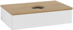 V&B Waschtischunterschrank Antao mit Frontstruktur in Eiche Honig und Weiß Lack, B/T/H: 80 x 50 x 19 cm - Bild 1