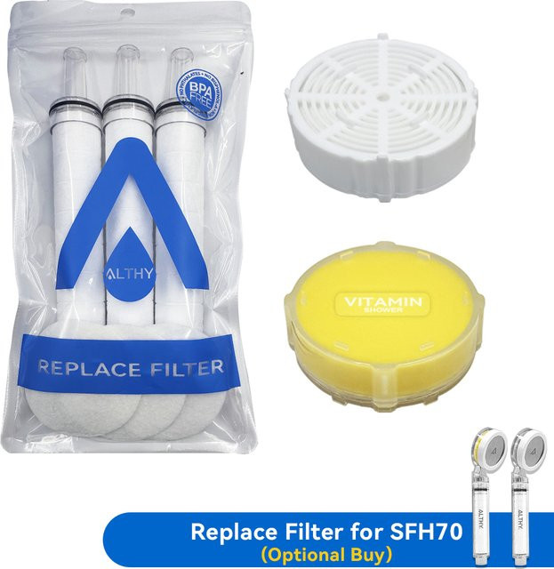 ALTHY SFH70 & SFH70VC Ersatzfilter Set mit PP-Konton, Kalziumsulfit und Vitamin C zur Reduktion von Chlor und Schwermetallen in Weiß - Bild 1
