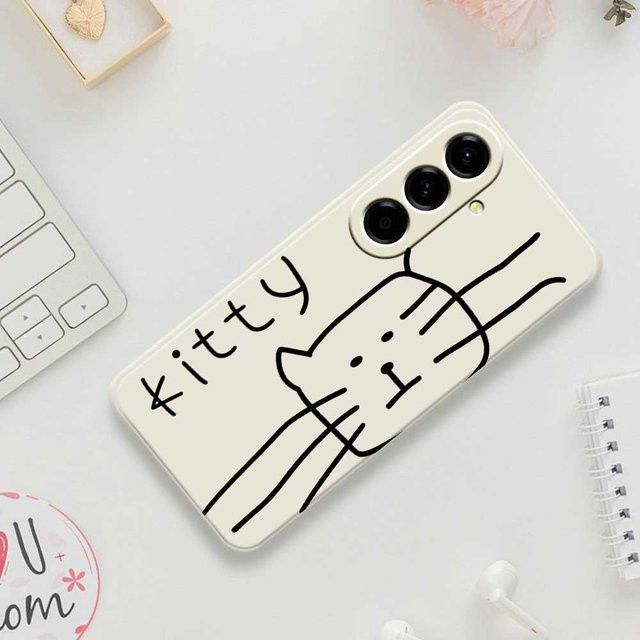 Samsung Handy Soft Cover im Katzen-Design für Galaxy A56 A55 A54 A53 A52 A51 A35 A34 A32 A31 A25 A24 A23 A22 5G 4G in Weiß - Bild 1