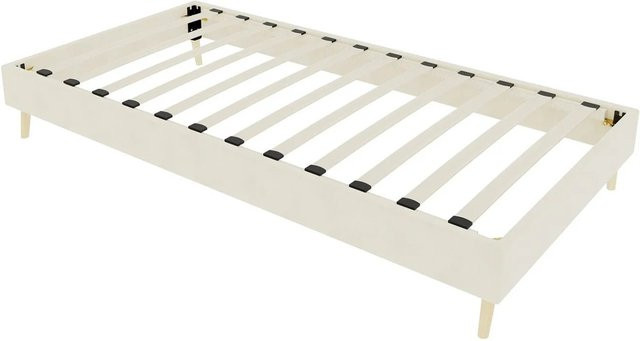 okwish Bettgestell aus Samt in Beige für dein Schlafzimmer, B/T/H: 90 x 200 cm - Bild 1