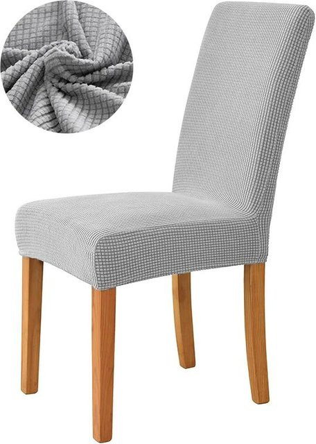 Elastischer Jacquard Esszimmerstuhlbezug in Grau für dein Esszimmer oder deine Küche - Bild 1