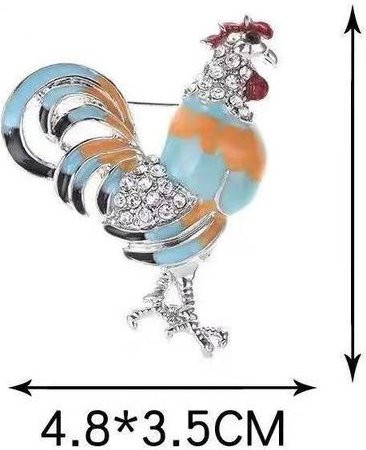 YIRAN Jewelry Brosche Tierkreis Hahn, goldfarben, Unisex - Bild 1
