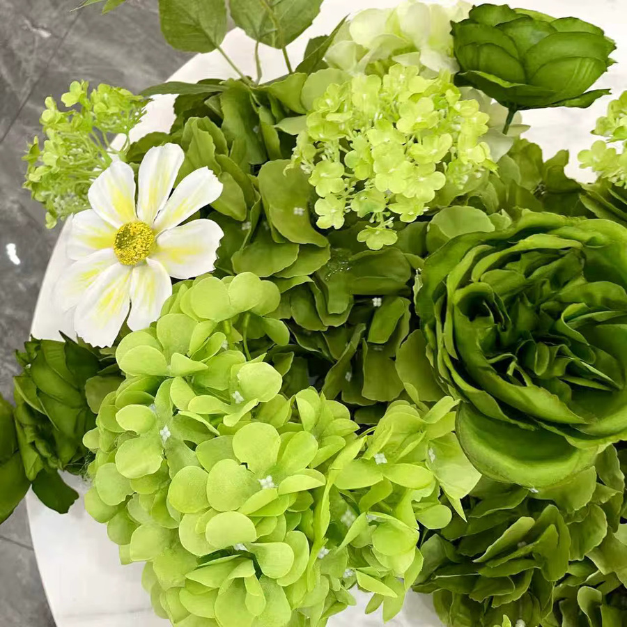 Uflower Künstliche Grüne Rosen Blumenreihe als Tischläufer für Hochzeit und Party Dekor - Bild 3