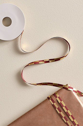 GITTE Textilband aus Baumwolle für Weihnachten in Rot und Gold - Bild 1