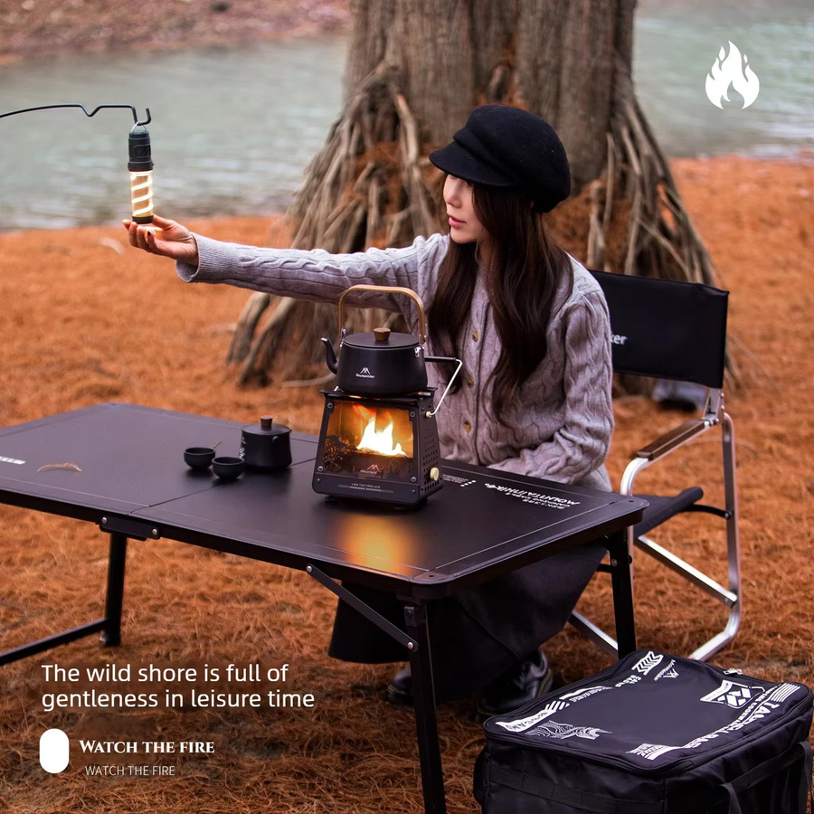 MOUNTAINHIKER Camping-Kamin im Klavier-Design aus transparentem Glas in Schwarz als Retro-Kochkamin für Wandern und Picknick - Bild 3