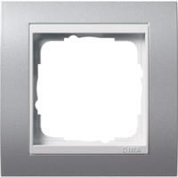 Gira Abdeckrahmen 1-fach aus Aluminium mit Zwischenrahmen und Abdeckung in Silber und Weiß - Bild 1