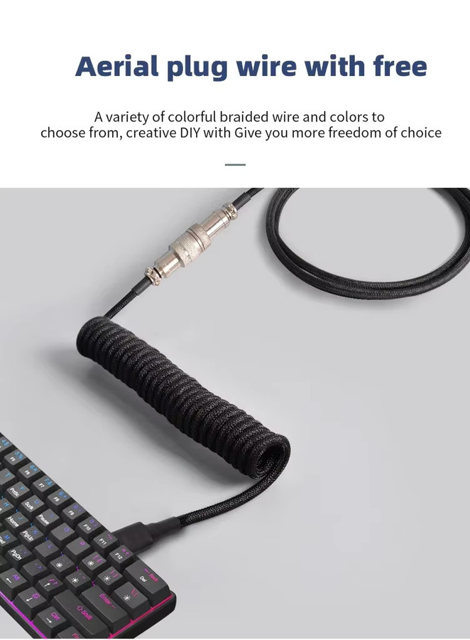 Aviator Spiralkabel mit USB-C Anschluss für mechanische Gaming-Tastaturen in Lila - Bild 1