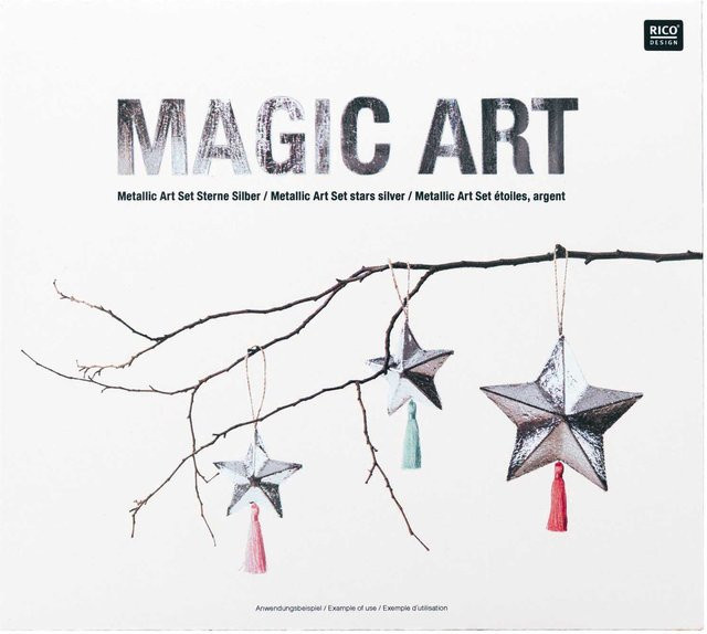 Rico Design Magic Art Set Sterne in Silber aus Pappmaché für Weihnachten - Bild 1