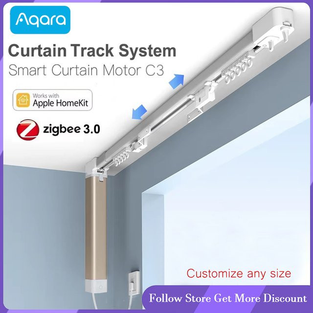 Aqara Smart Zigbee 3.0 Gordijnaandrijfmotor C3 Elektrische Vorhangschiene für HomeKit, Weiß, 1,3 m - 6 m - Bild 1