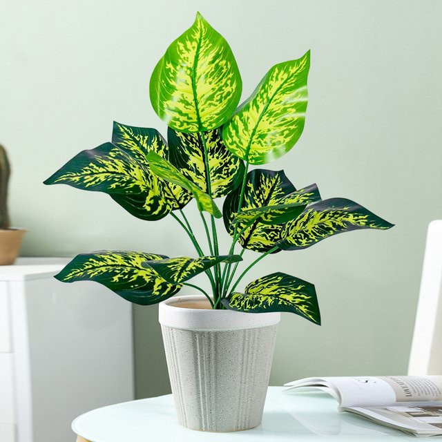 Künstlicher Monstera-Baumzweig von Kmitang mit 12 Blättern in Grün, Höhe: 43 cm - Bild 1