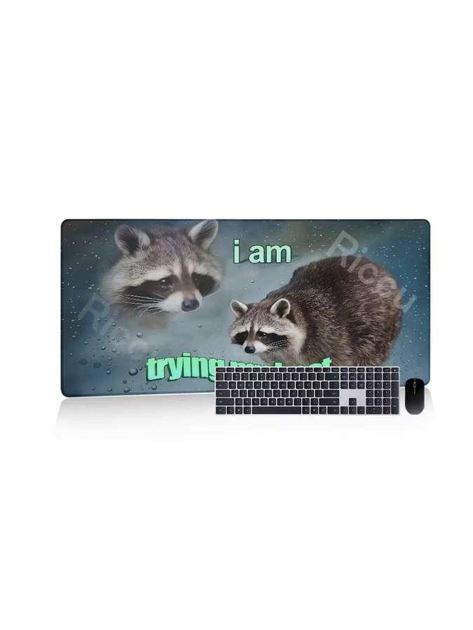 Riccu Waschbär Spielmatte XXL, rutschfestes Mauspad in Multicolour für Kartenspiele wie MTG, DTCG, CCG und RPG - Bild 3