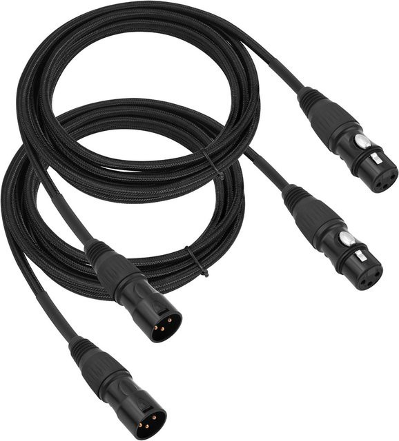Andoer 2er-Pack XLR-Audiokabel in Schwarz, Länge: 3 m, professionelle Kabel mit XLR-Stecker auf Buchse und geflochtenem Schutznetz - Bild 1