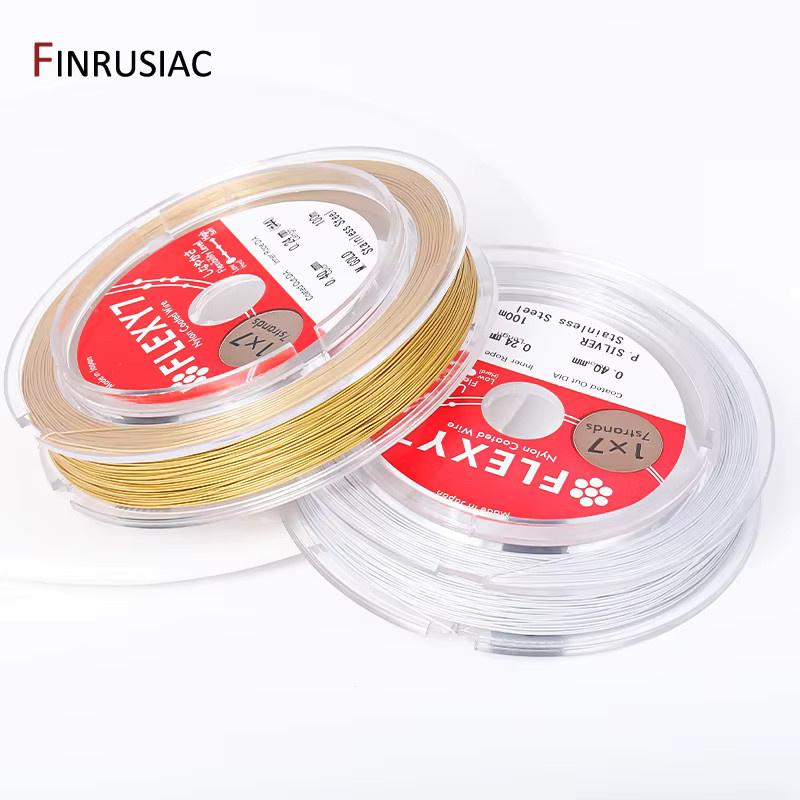 FINRUSIAC Edelstahl Draht Perlen Seil, Gold/Silber Farbe, 0,4 mm - Bild 1