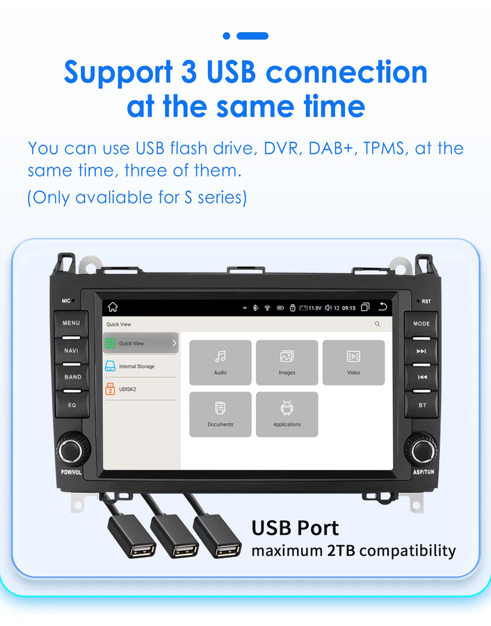 Hizpo 8 Zoll Carplay Android Auto Radio für Mercedes Sprinter Benz B200 Vito W639 Viano B Klasse W169 W245 W209 Multimedia 2Din in Schwarz mit Bluetooth - Bild 2