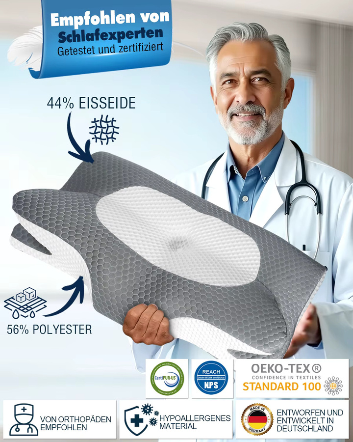 Ergonomisches IDEA Memory Foam Kopfkissen als Nackenstützkissen für Seitenschläfer, Rückenschläfer und Bauchschläfer - Bild 3