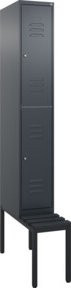 C+P Doppelstock-Spind Classic PLUS Sitzbank mit 1 Abteil und untergebauter Sitzfläche aus Kunststoff, Farbe: Anthrazit/Schwarz, B/T/H: 212,0 x 30,0 x 81,5 cm - Bild 1