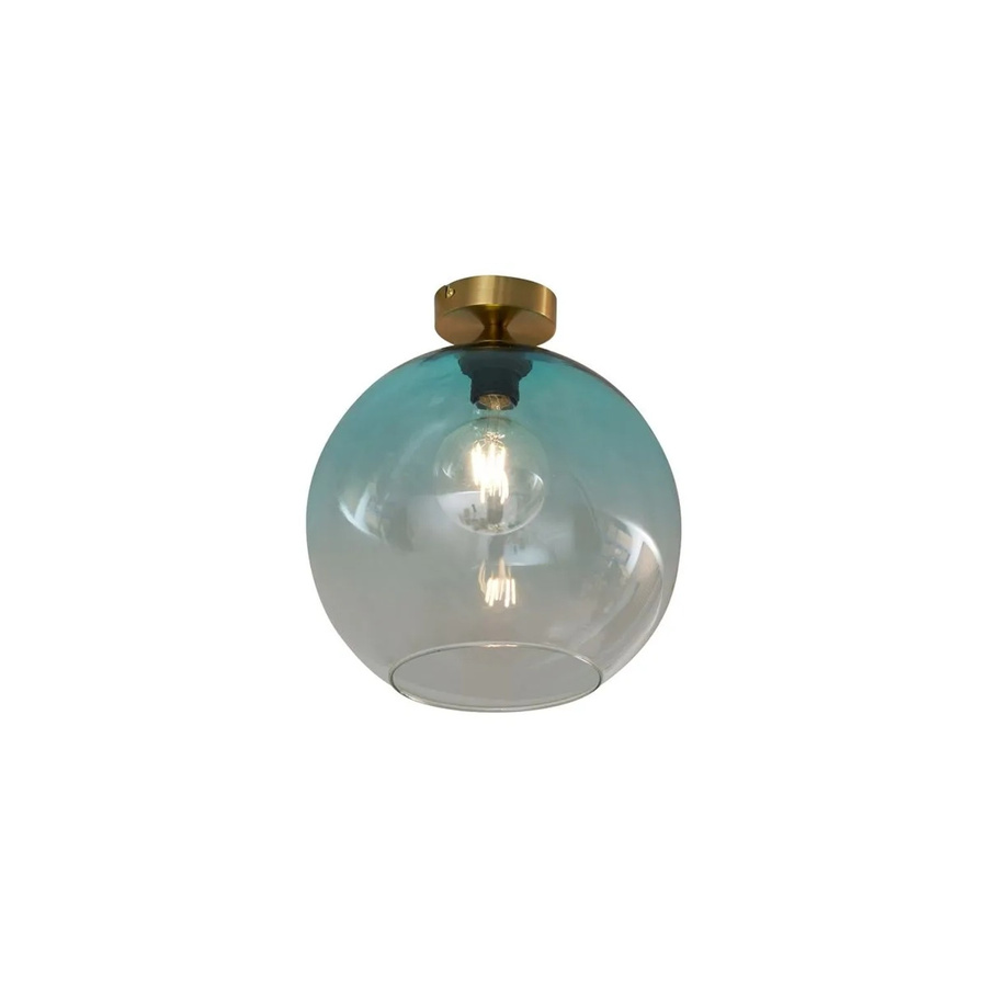 QAZQA Art Deco Deckenleuchte Sandra aus Messing mit blauem Glas - Bild 2