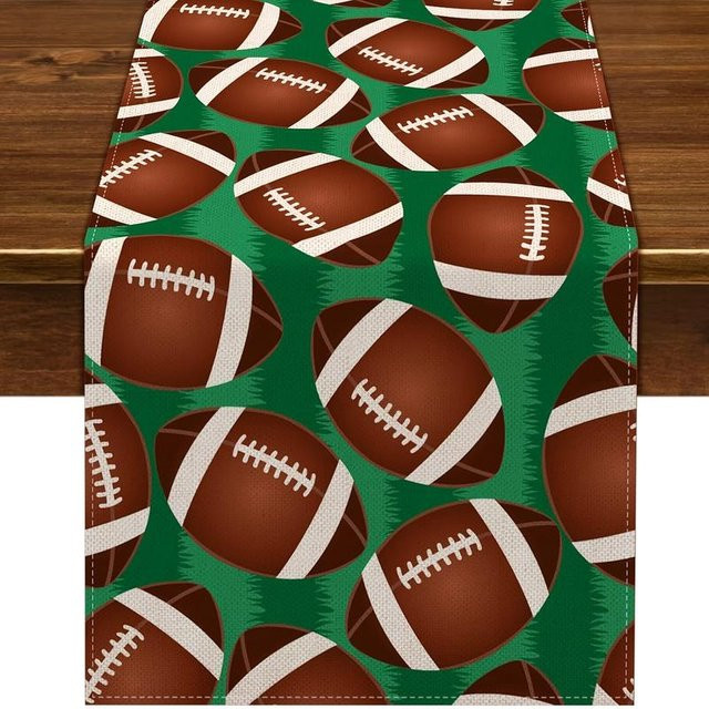 Tischläufer JINGYUE Pet mit American Football Muster in Blau und Braun, B/H: 40 x 140 cm - Bild 1