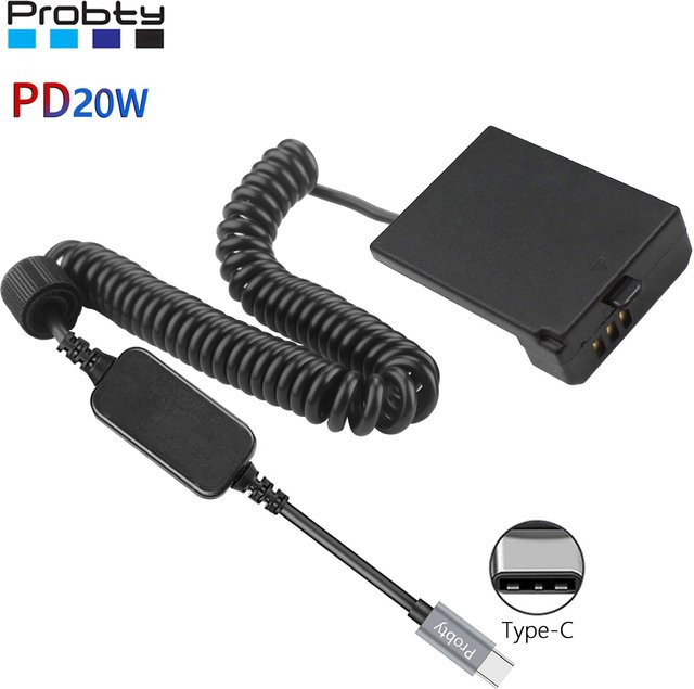 USB-C zu LP-E10 Dummy-Akku für Canon EOS T6 T5 T3, Kiss X50 X70 X80 X90 und EOS 1100D 1200D 1300D 1500D in Schwarz - Bild 1