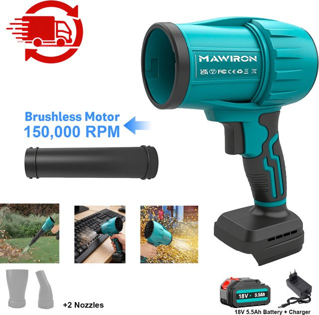 Makita LXT 18V Bürstenloser Akku-Laubbläser mit Turbo-Funktion und 3 Düsen in Türkis - Bild 1