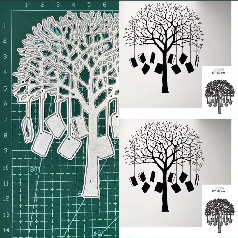 Metall Stanzform Baum und Buch für Scrapbooking und DIY Bastelarbeiten - Bild 2