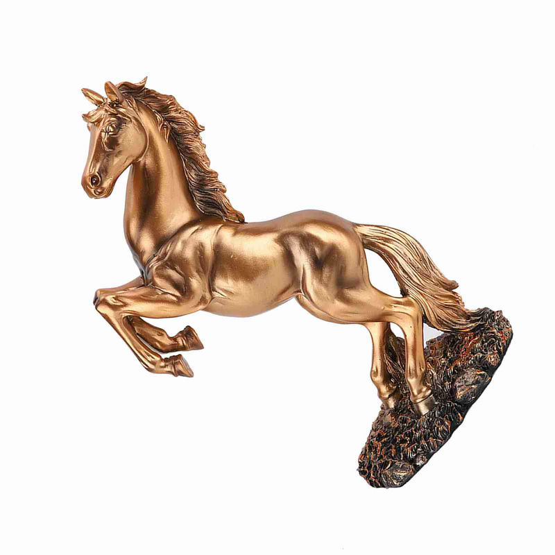 Tooarts Pferdeskulptur im europäischen Stil als klassische Dekoration aus Kunstharz und Metall in Gold und Weiß - Bild 2