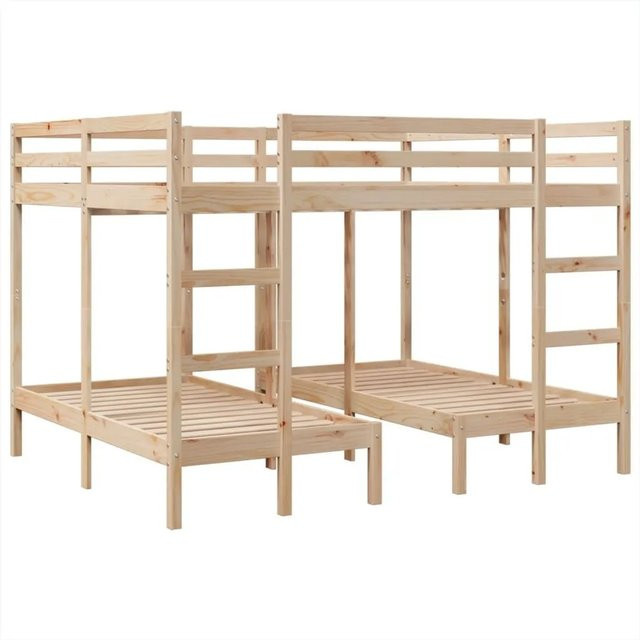 vidaXL Dreifach-Etagenbett aus Massivholz Kiefer in Braun und Beige, B/T/H: 160 x 200 x 80 cm und 80 x 160 cm - Bild 1