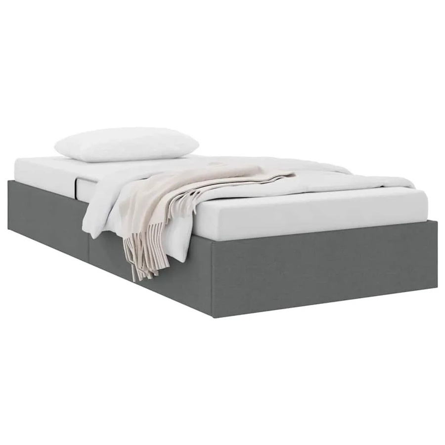 vidaXL Aufbewahrungsbett mit Matratze in Dunkelgrau, modernes Bett mit Lift-up-Funktion aus Stoff und Metall, B/T: 100 x 200 cm - Bild 2