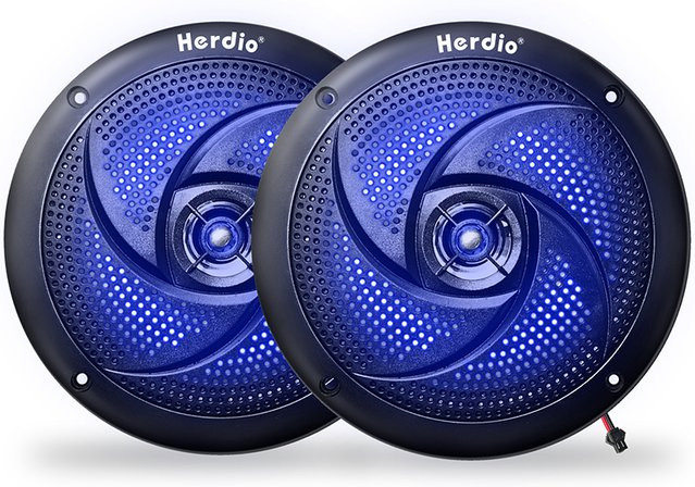 Herdio Marine-Lautsprecher 4 Zoll 80W Wasserdicht mit LED-Beleuchtung Schwarz (1 Paar) - Bild 1