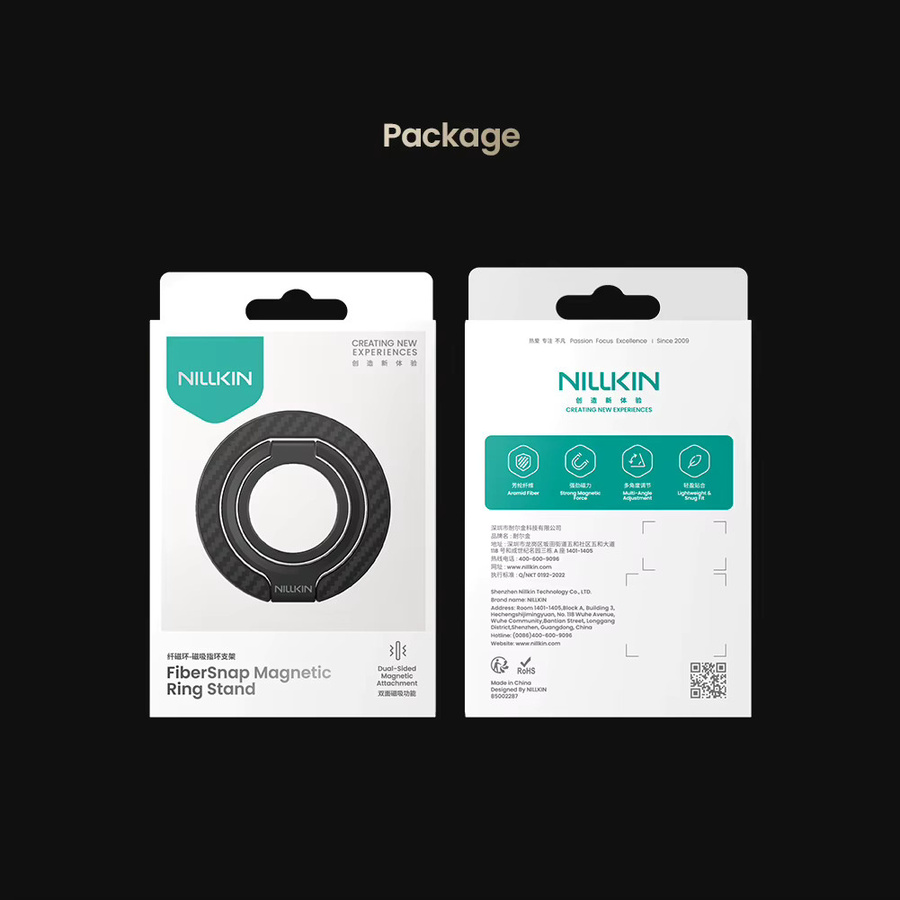 Nillkin FiberSnap Magnetischer Ringständer aus Aramidfaser und Aluminiumlegierung, 360 Grad drehbarer Dual-Achsen-Handyhalter mit 1000g Magnetkraft, Schwarz oder Blau - Bild 3