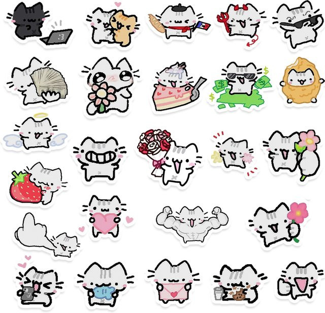 Ritnow Katze Anime Aufkleber, Dekoration, multicolour - Bild 1