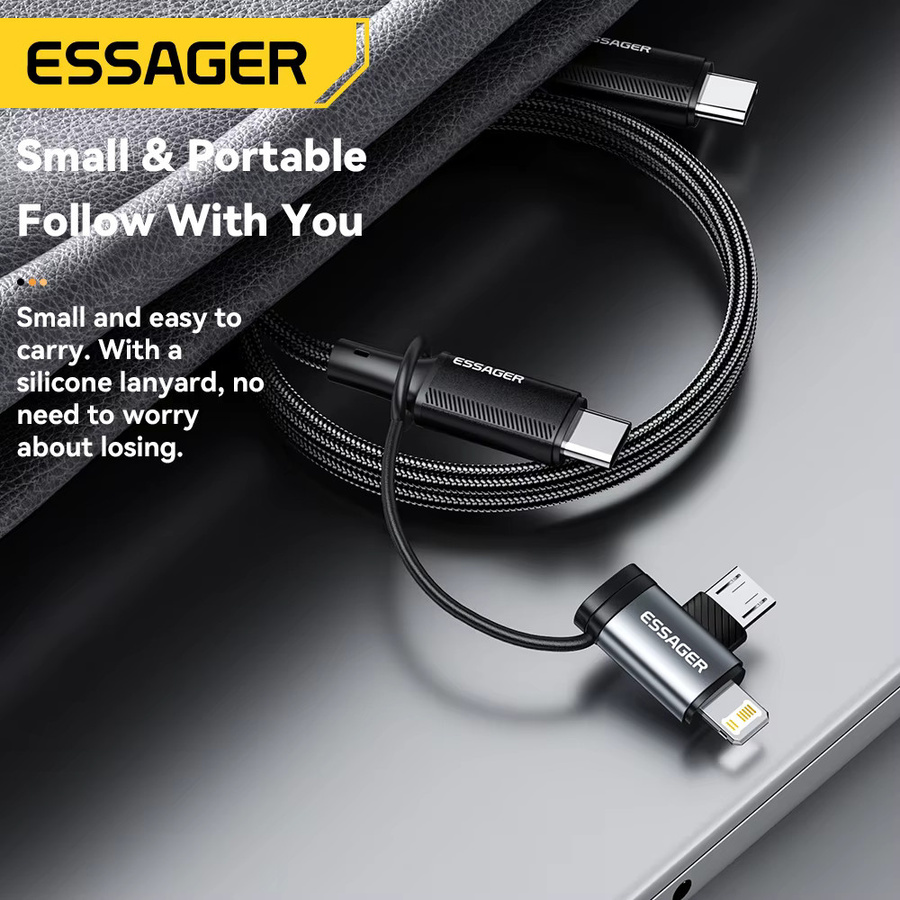 Essager 2 in 1 Beleuchtung und Mikro-Adapter mit USB-Typ-C-Buchse für schnelles Aufladen, Farbe Grau - Bild 4
