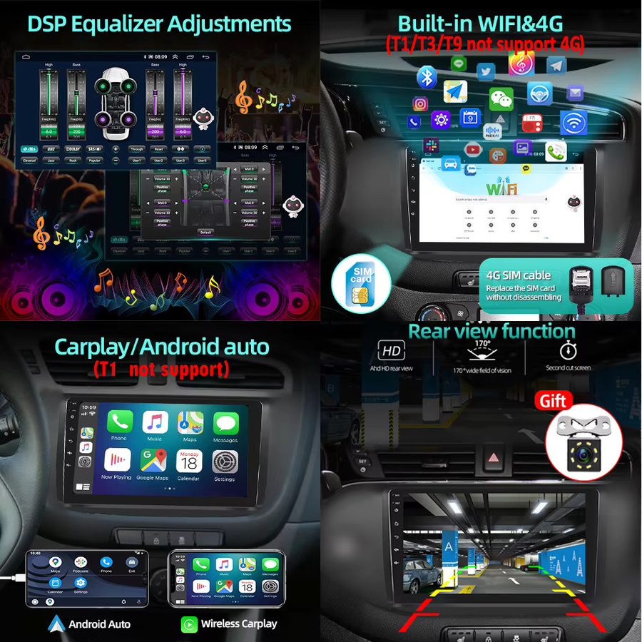 Icreative Android Multimedia Autoradio für Mazda BT-50 mit Bluetooth, GPS, CarPlay und DVD, Schwarz, 2 DIN - Bild 3