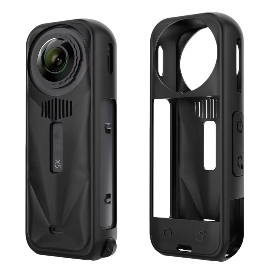 Silikonhülle für Insta360 X5 inklusive Schutzkappe für die Objektivabdeckung in Schwarz - Bild 2
