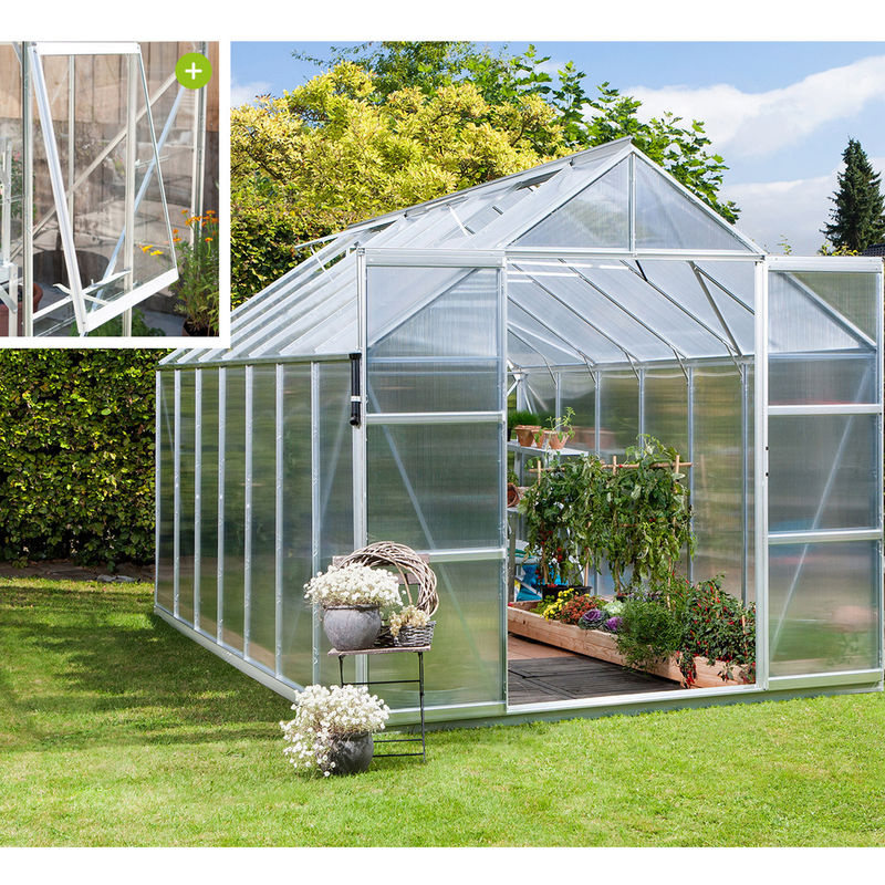 Vitavia Gewächshaus Jupiter 11500 aus Aluminium Eloxiert mit Polycarbonat und Doppelschiebetür, 11,5 m² - Bild 4