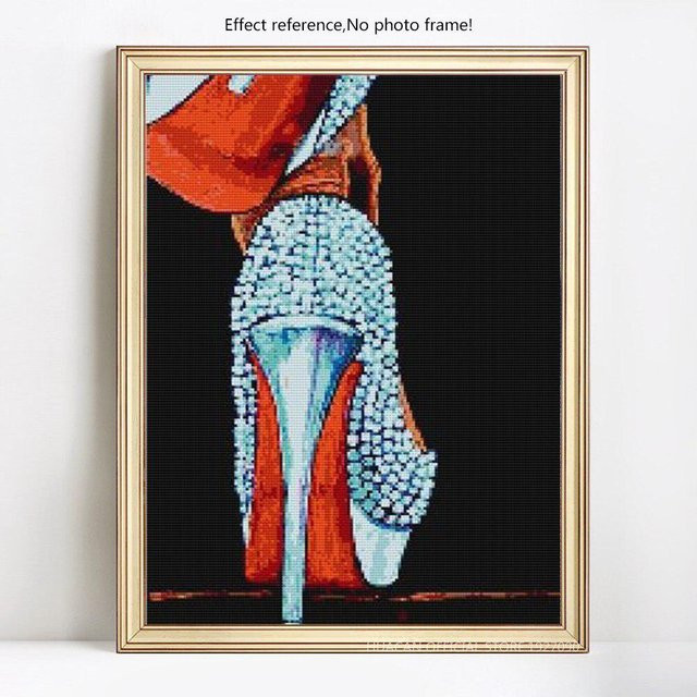 FIYO Diamond Painting Set Cartoon High Heels mit Strass-Stickerei in Grau, B/H: 20 x 30 cm - Bild 1
