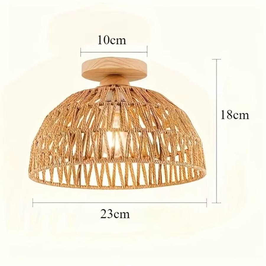JOYINLED Boho Rattan Lampenschirm aus Holz in Beige und Braun, Kuppelform für E27 Leuchtmittel, Durchmesser: 30 cm - Bild 4