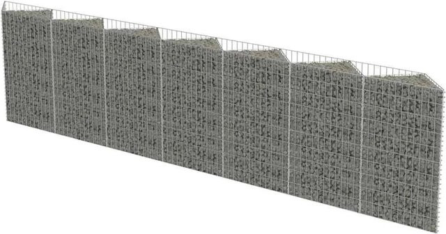 vidaXL Gabionenwand aus verzinktem Stahl für die Gartengestaltung, Farbe: Silber/Grau, B/T/H: 450 x 30 x 100 cm - Bild 1